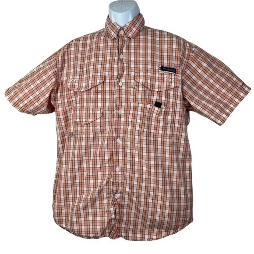 Columbia Men PFG Fishing Shirt Orange Sz L